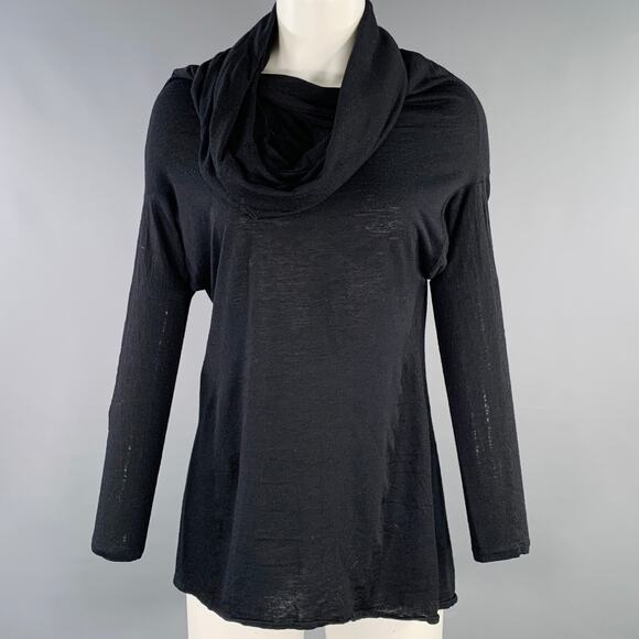 ALEXANDER MCQUEEN Size 4 Black Viscose Blend Cowl Collar Pullover - Picture 1 of 6